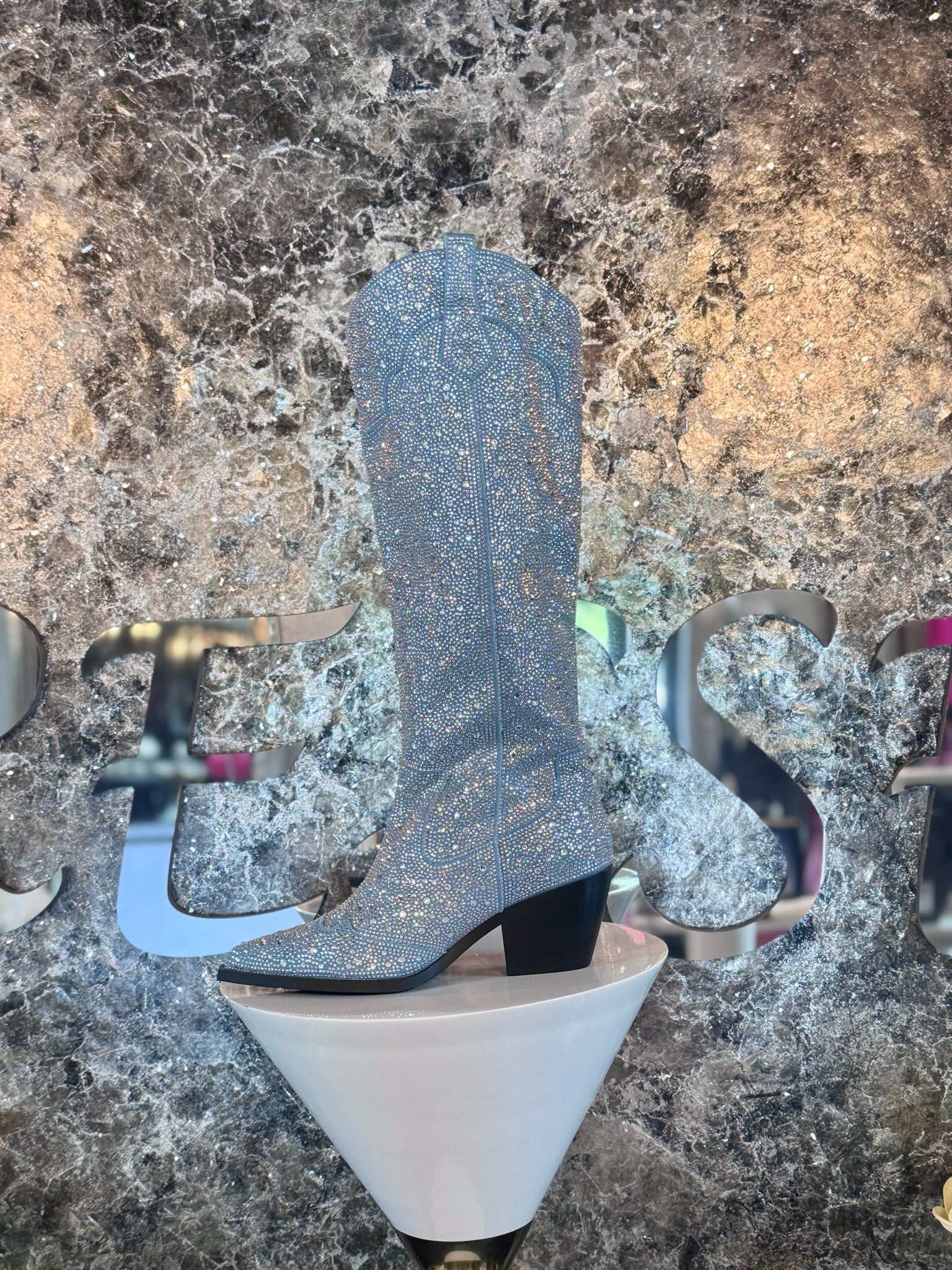 Bling All Over Denim Boots - Image 2