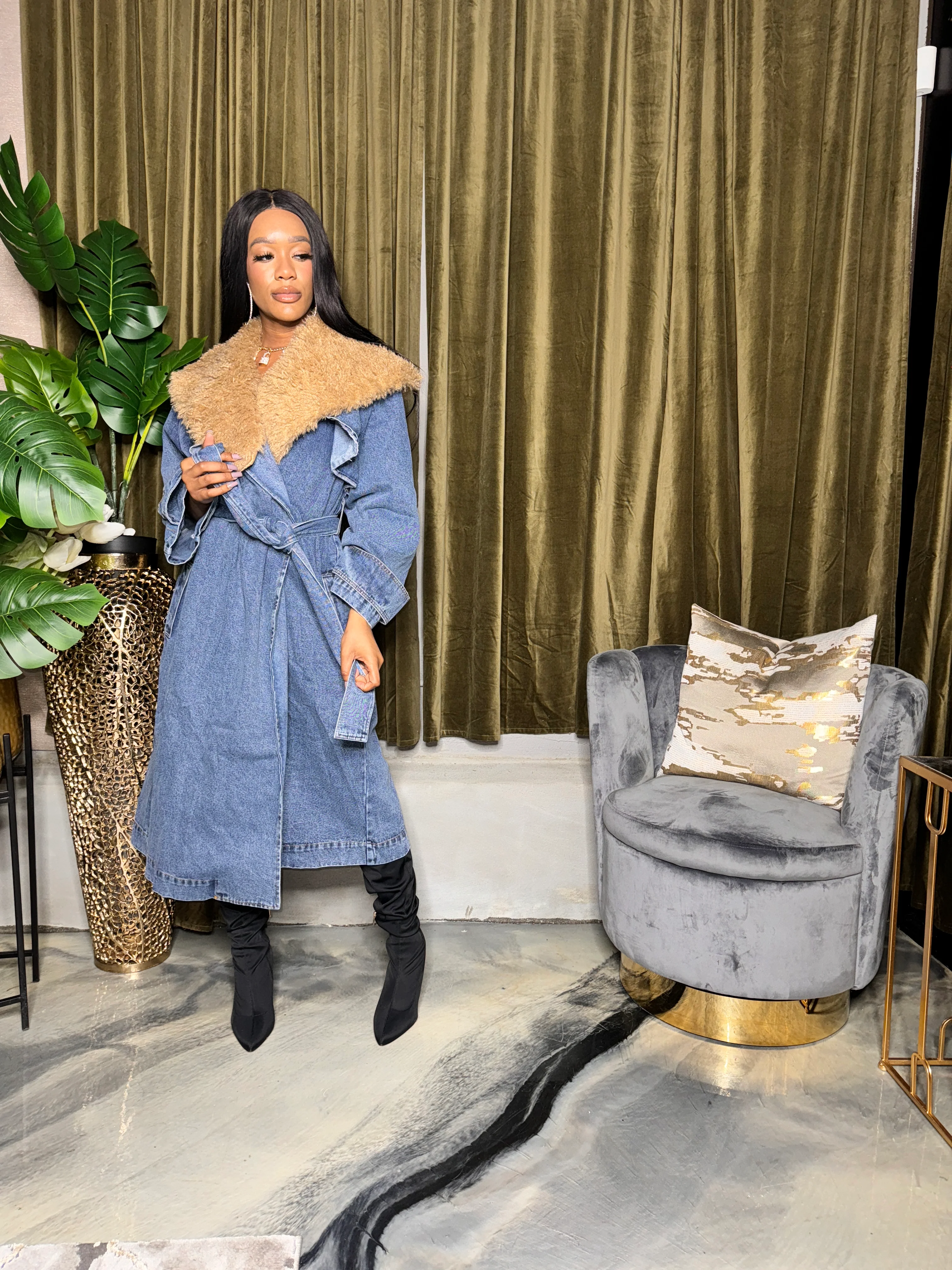 Denim & Fur Coat - Image 6