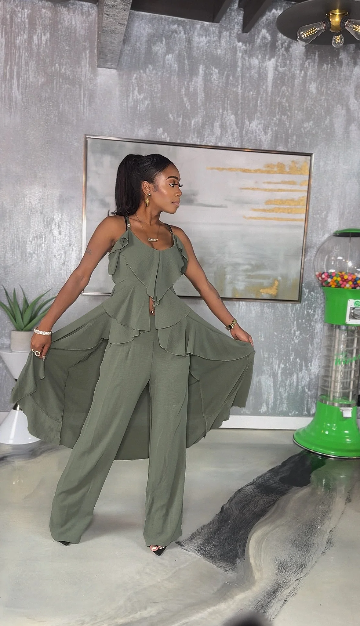 Wavy Olive Pant Set - Image 6
